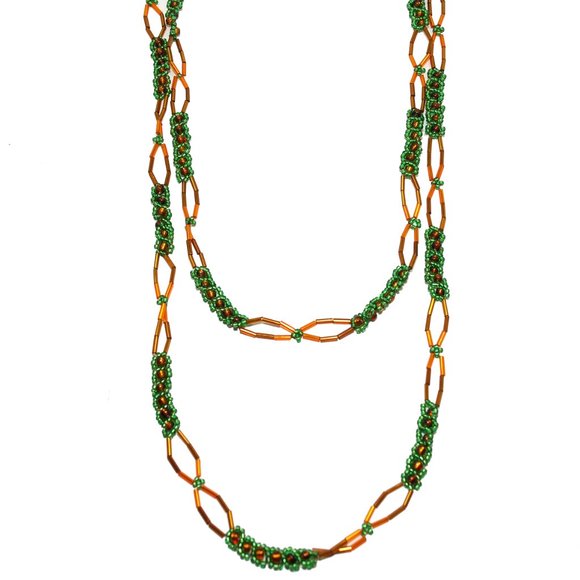 Green-Brown Mamaie Handcrafted Bead Necklace - Picture 4 of 4